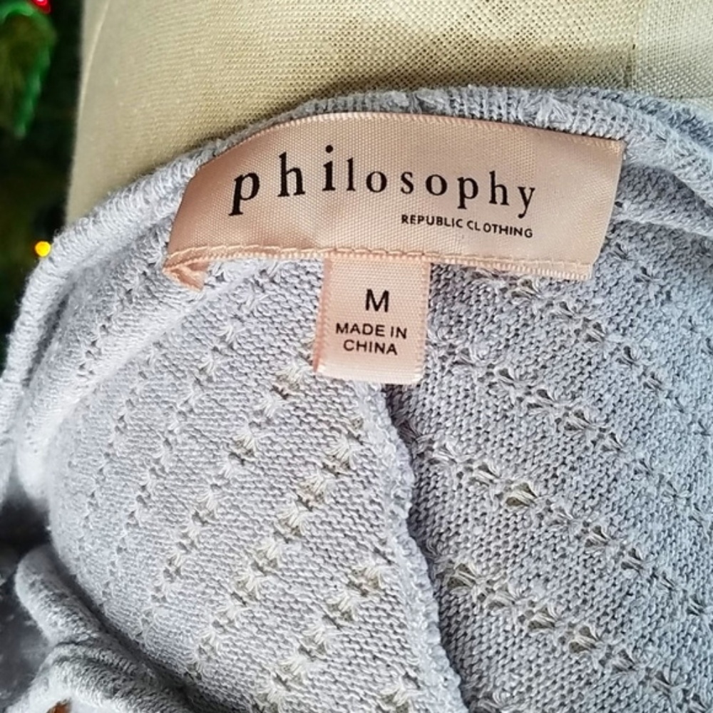 Philosophy Sweater Top Women's medium Grey Bin10 - Picture 4 of 6